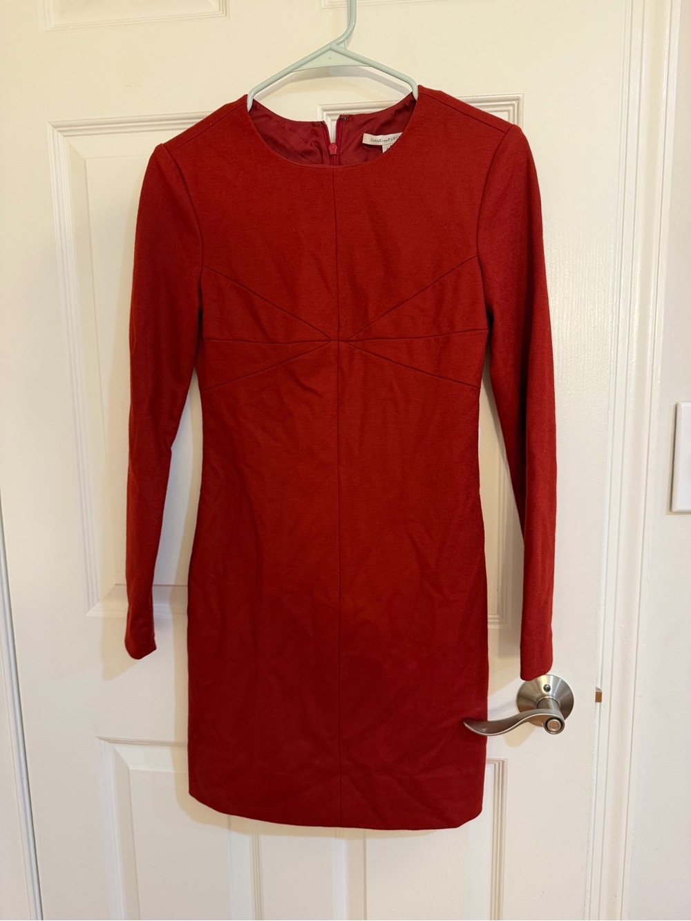 Diane Von Furstenberg Crimson Long-Sleeve Sheath Dress
